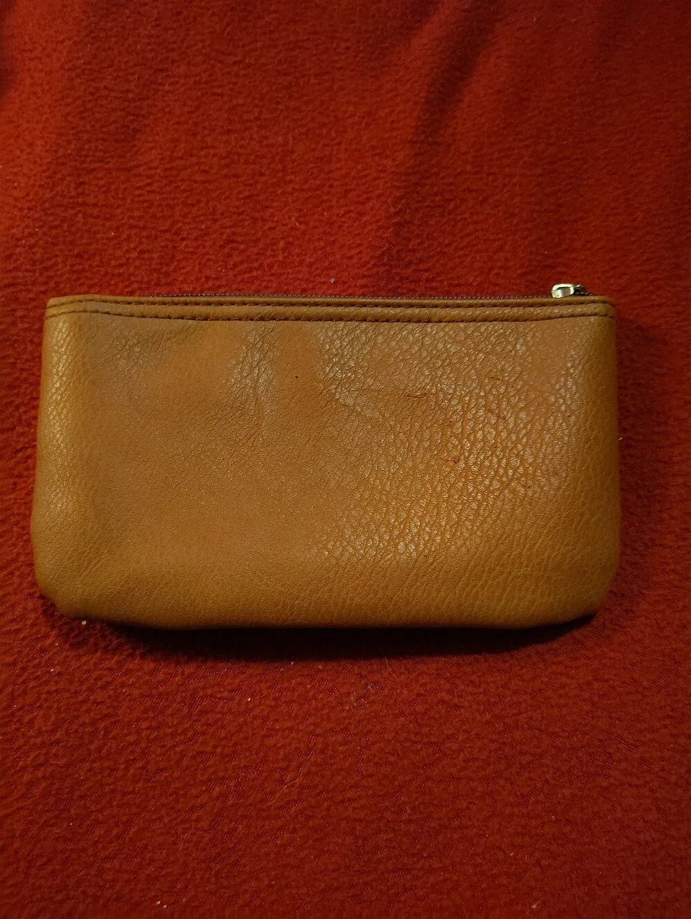 Leather Card Pouch with ID Window - Tan